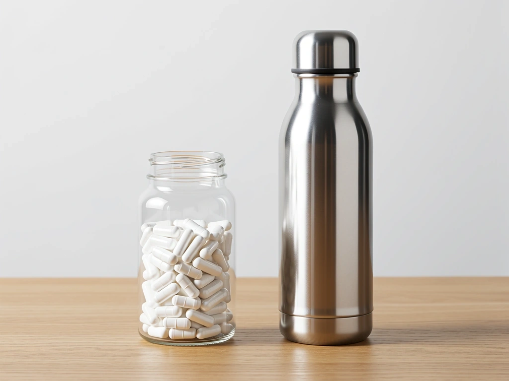 Men's vitamin complex on a clean workstation